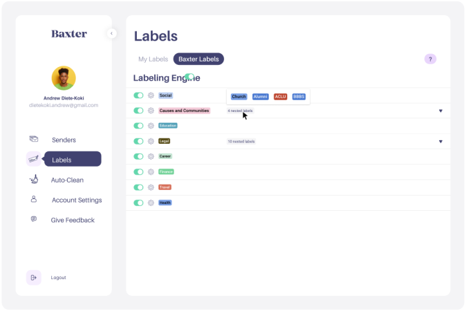 Organizer & Unsubscribe adds automatic labels, folders, and Auto-Clean.